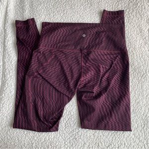 Lululemon maroon and black patterned high waisted leggings size 12